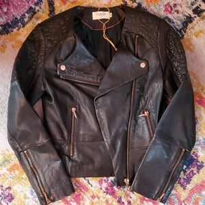 Eleven Paris Vachette Motorcycle Jacket with Quilted Details